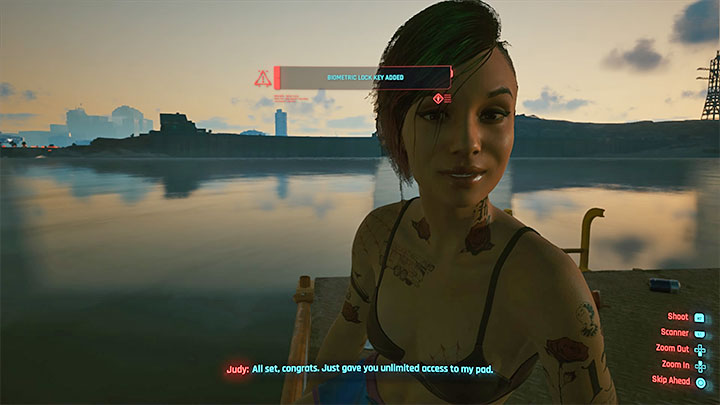 Jeżeli zostałeś na noc w chatce nad jeziorem, to możesz nad ranem ponownie spotkać się z Judy - Cyberpunk 2077: W topieli/Pyramid Song (Judy) - solucja, opis przejścia - Cyberpunk 2077 - poradnik do gry