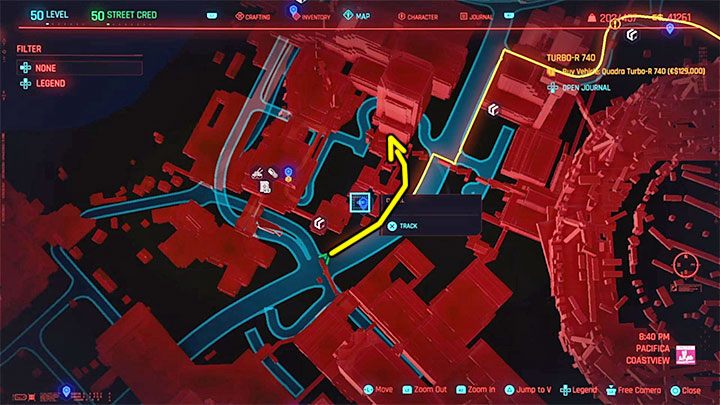 Bardzo dobre, rekomendowane przez nas miejsce do farmienia pokazaliśmy na powyższym obrazku - Cyberpunk 2077: Farmienie xp i lootu - Cyberpunk 2077 - poradnik do gry