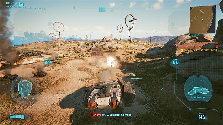 Z czołgiem - Basiliskiem powiązana jest poboczna linia fabularna Panam, czyli najemniczki, którą spotyka się po raz pierwszy w ramach zaliczania głównej fabuły - Cyberpunk 2077: Czy można odblokować Basilisk / Militech? - Cyberpunk 2077 - poradnik do gry