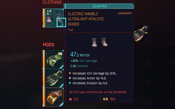 Mody posiadają identyczne klasy jakości do broni i pancerzy, a więc najbardziej wartościowe są modyfikacje rzadkie (niebieskie), epickie (fioletowe) i legendarne (złote) - Cyberpunk 2077: Jak podmieniać modyfikacje broni / pancerzy? - Cyberpunk 2077 - poradnik do gry