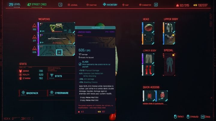 Rozpoznanie poszczególnego typu broni białej jest proste - Cyberpunk 2077: Czym się różnią bronie obuchowe i ostrza? - Cyberpunk 2077 - poradnik do gry