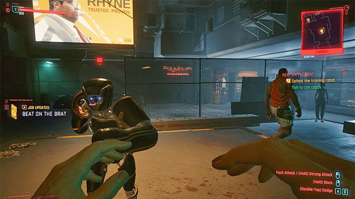 Trener Fred zaproponuje rozegranie próbnej walki z robotem treningowym - Cyberpunk 2077: Do krwi - solucja, opis przejścia - Cyberpunk 2077 - poradnik do gry