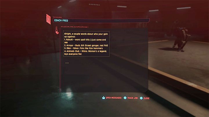 Dodatkowa uwaga - Nie wszystkie questy walk na pięści od razu pojawią się w twoim dzienniku - Cyberpunk 2077: Do krwi - solucja, opis przejścia - Cyberpunk 2077 - poradnik do gry