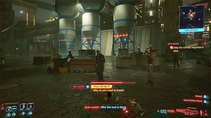 Po dotarciu na miejsce zwróci się do ciebie przywódca Kosiarzy - Cyberpunk 2077: Oliwa do ognia - solucja, opis przejścia - Cyberpunk 2077 - poradnik do gry