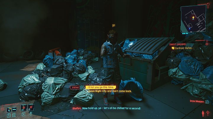 Po wyjściu z meliny Kosiarzy udaj się prosto do Stefana, by złożyć reklamację - Cyberpunk 2077: Ekstremalne wrażenia - solucja, opis przejścia - Cyberpunk 2077 - poradnik do gry