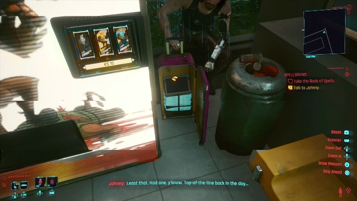 Niezależnie od twojego wyboru musisz udać się po przedmiot, znajdujący się po drugiej stronie ulicy - Cyberpunk 2077: Księga zaklęć - solucja, opis przejścia - Cyberpunk 2077 - poradnik do gry