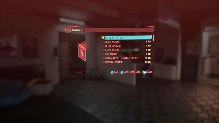 Użyj telefonu V po to żeby zadzwonić do Nancy Hartley (Bel Isis) - Cyberpunk 2077: Czerwony wieszcz - solucja, opis przejścia - Cyberpunk 2077 - poradnik do gry