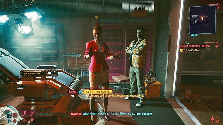 Dotrzyj do prowizorycznej kliniki ripperdoca żeby zainicjować rozmowę z Cynthią - żoną Pepe - Cyberpunk 2077: Echa przeszłości - solucja, opis przejścia - Cyberpunk 2077 - poradnik do gry