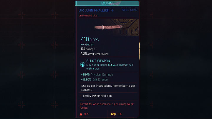 Sposób odblokowania: broń otrzymasz od Meredith Stout, po spędzeniu z nią nocy - Cyberpunk 2077: Wszystkie ikoniczne bronie - Cyberpunk 2077 - poradnik do gry