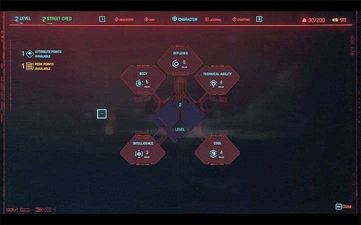 W grze jest 5 głównych atrybutów / statystyk bohatera - Budowa ciała, Refleks, Zdolności techniczne, Opanowanie oraz Inteligencja - Cyberpunk 2077: Jak rozwijać postać? - Cyberpunk 2077 - poradnik do gry