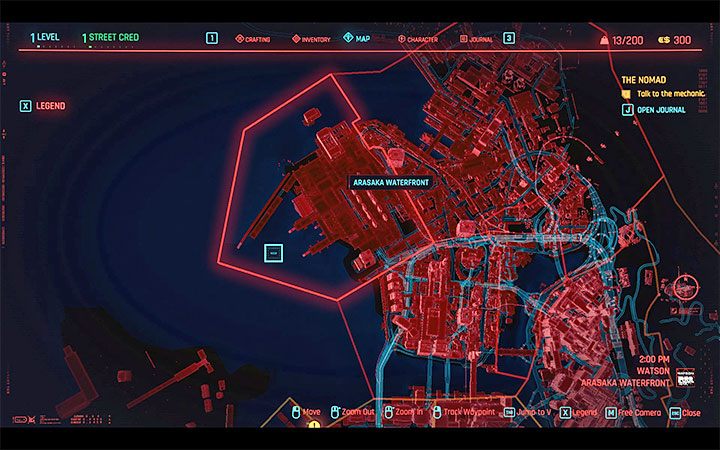 Dla przypomnienia Nabrzeże Arasaki znajduje się w północnej części mapy świata - Cyberpunk 2077: Jak się dostać na nabrzeże Arasaaki? - Cyberpunk 2077 - poradnik do gry
