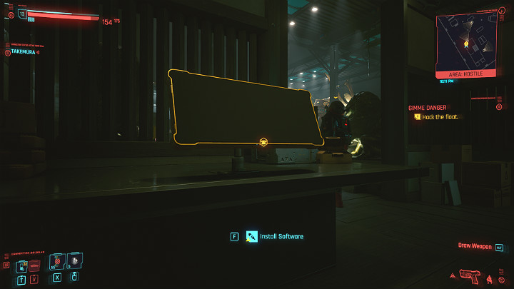 Strażnik patrolujący wejście wróci na swoją pozycję, ale nie musisz się nim przejmować - nie będzie oglądał się za siebie - Cyberpunk 2077: Koty w ciemności/Gimme Danger - solucja, opis przejścia - Cyberpunk 2077 - poradnik do gry