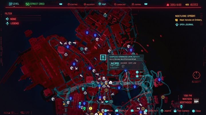 W Watson wpadniesz na 5 przestępczości zorganizowanych - Cyberpunk 2077: Watson, Kroniki kryminalne - mapa, solucja - Cyberpunk 2077 - poradnik do gry