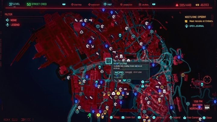 Na twojej drodze w dzielnicy Watson znajdzie się 8 zgłoszeń przestępstwa - Cyberpunk 2077: Watson, Kroniki kryminalne - mapa, solucja - Cyberpunk 2077 - poradnik do gry