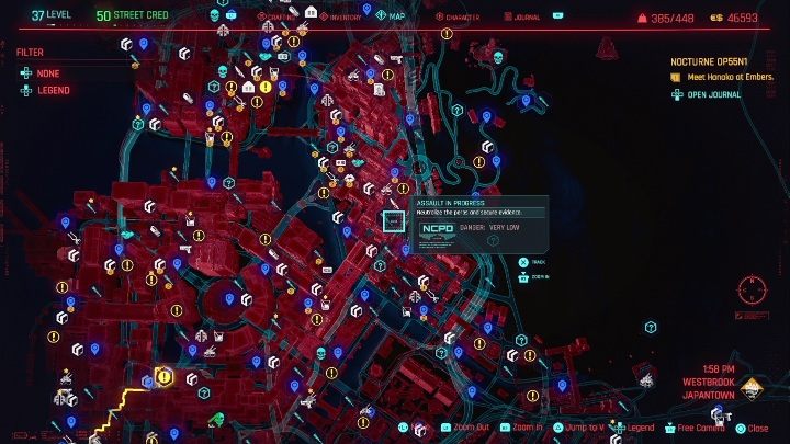 W regionie Westbrook w 14 miejscach możesz wykonać napaść - Cyberpunk 2077: Westbrook, Kroniki kryminalne - mapa, solucja - Cyberpunk 2077 - poradnik do gry