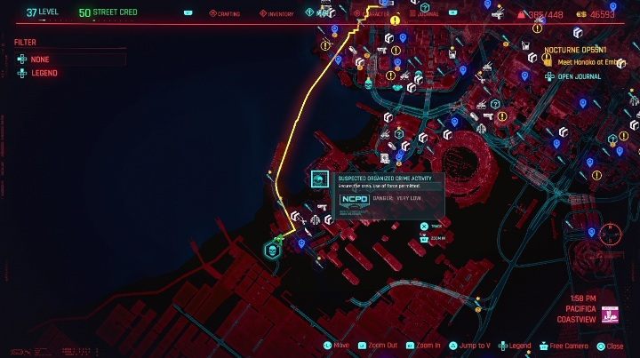 W Pacyfice wpadniesz na 2 przestępczości zorganizowanych - Cyberpunk 2077: Pacifyka, Kroniki kryminalne - mapa, solucja - Cyberpunk 2077 - poradnik do gry