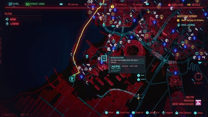Na twojej drodze w dzielnicy Pacyfika znajdzie się 2 zgłoszenia przestępstwa - Cyberpunk 2077: Pacifyka, Kroniki kryminalne - mapa, solucja - Cyberpunk 2077 - poradnik do gry