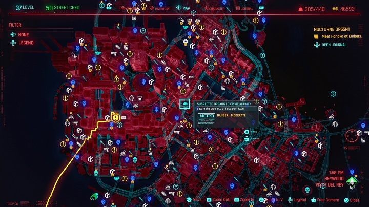 W Heywood wpadniesz na 3 przestępczości zorganizowanych - Cyberpunk 2077: Heywood, Kroniki kryminalne - mapa, solucja - Cyberpunk 2077 - poradnik do gry