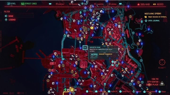 Na twojej drodze w dzielnicy City Center znajdzie się 1 zgłoszenie przestępstwa - Cyberpunk 2077: City Center, Kroniki kryminalne - mapa, solucja - Cyberpunk 2077 - poradnik do gry