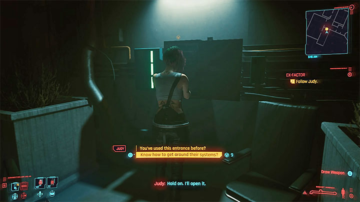 Po tym jak pojawi się Judy możesz jej zadać dodatkowe pytania m - Cyberpunk 2077: Mechaniczna dziewczyna/Ex-Factor (Judy) - solucja - Cyberpunk 2077 - poradnik do gry