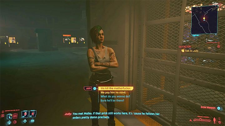 Judy wkrótce zatrzyma się i nowa rozmowa z nią może przebiec na kilka sposobów - Cyberpunk 2077: Mechaniczna dziewczyna/Ex-Factor (Judy) - solucja - Cyberpunk 2077 - poradnik do gry