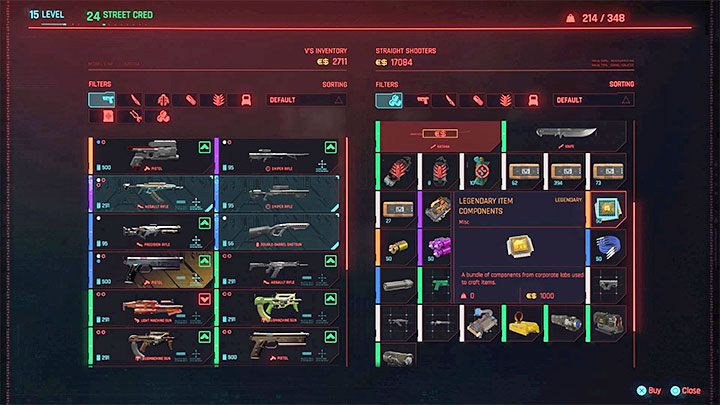 Jeśli chcesz stworzyć lub ulepszyć jakieś przedmioty wymagające legendarnych materiałów do craftingu, to komponenty możesz też kupować od wybranych handlarzy (np - Cyberpunk 2077: Jak zdobywać legendarne komponenty do craftingu? - Cyberpunk 2077 - poradnik do gry