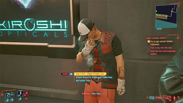 Od Kerryego dowiesz się, że chce przedostać się do garderoby na tyłach klubu po to żeby doprowadzić do konfrontacji z członkiniami zespołu Us Cracks i zmusić je do anulowania koncertu - Cyberpunk 2077: Na krzywy ryj (Kerry)/I Dont Wanna Hear It - solucja - Cyberpunk 2077 - poradnik do gry