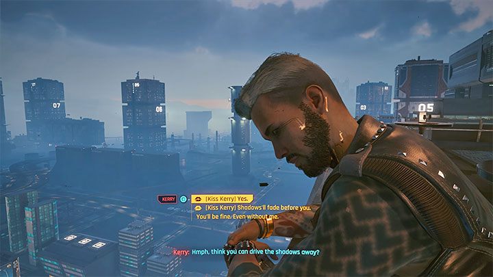 Pierwszy ważny krok w temacie romansu z Kerrym czeka cię po awansowaniu do pobocznego questu Ciemna materia - Cyberpunk 2077: Kerry Eurodyne - romans/seks - Cyberpunk 2077 - poradnik do gry