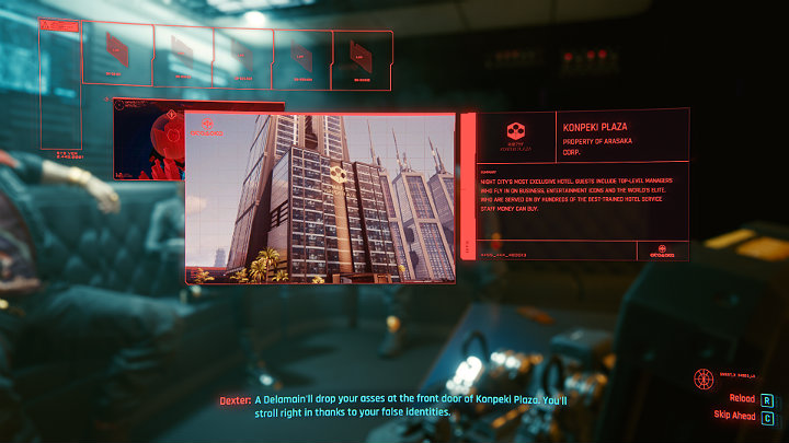 Po tym krótkim wstępie weź drzazgę od Dexa i użyj jej, by obejrzeć szczegóły zlecenia - Cyberpunk 2077: Skok na głęboką wodę/The Heist - solucja, opis przejścia - Cyberpunk 2077 - poradnik do gry