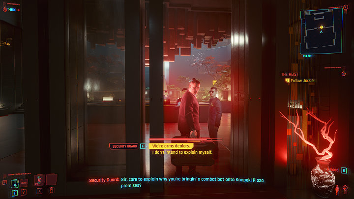 Poczekaj aż Jackie wyciągnie walizkę z Flatheadem, a następnie idź z nim do hotelu - Cyberpunk 2077: Skok na głęboką wodę/The Heist - solucja, opis przejścia - Cyberpunk 2077 - poradnik do gry