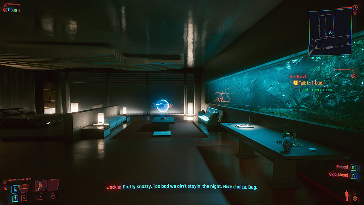 Wsiądź z Jackiem do windy i pojedź do wynajętego apartamentu Lapis Lazuli na 42 piętrze - Cyberpunk 2077: Skok na głęboką wodę/The Heist - solucja, opis przejścia - Cyberpunk 2077 - poradnik do gry