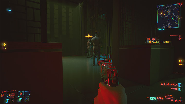 W dalszej części korytarza spotkasz kolejny dwóch strażników - Cyberpunk 2077: Skok na głęboką wodę/The Heist - solucja, opis przejścia - Cyberpunk 2077 - poradnik do gry