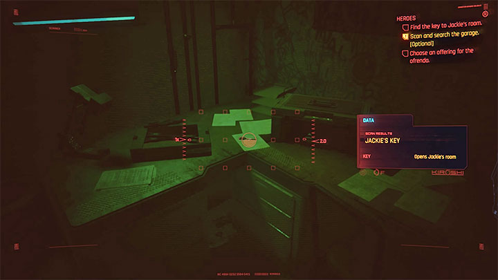 Opcjonalnie możesz odblokować drzwi do drugiej części garażu - klucz do pokoju Jackeigo leży na biurku - Cyberpunk 2077: Widzimy się w Afterlife/Heroes - solucja, opis przejścia - Cyberpunk 2077 - poradnik do gry