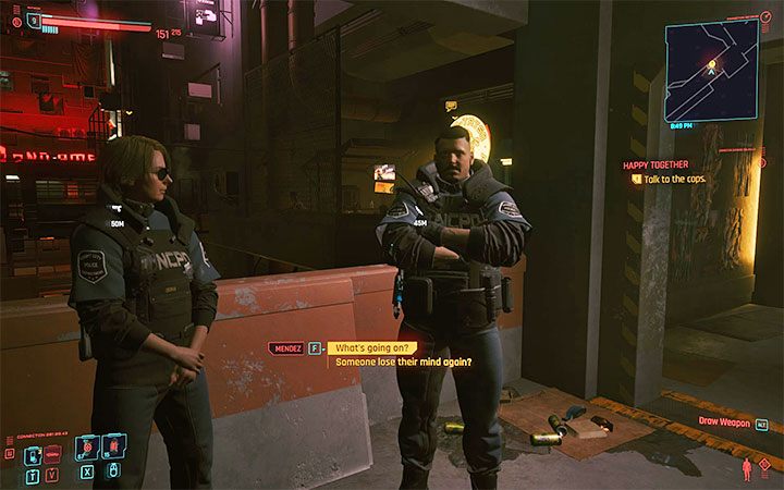 Policjanci to Mendez i Petrova - możesz z nimi porozmawiać żeby dowiedzieć się o Barrym - Cyberpunk 2077: Gdy patrzysz w otchłań/Happy Together - solucja, opis przejścia - Cyberpunk 2077 - poradnik do gry