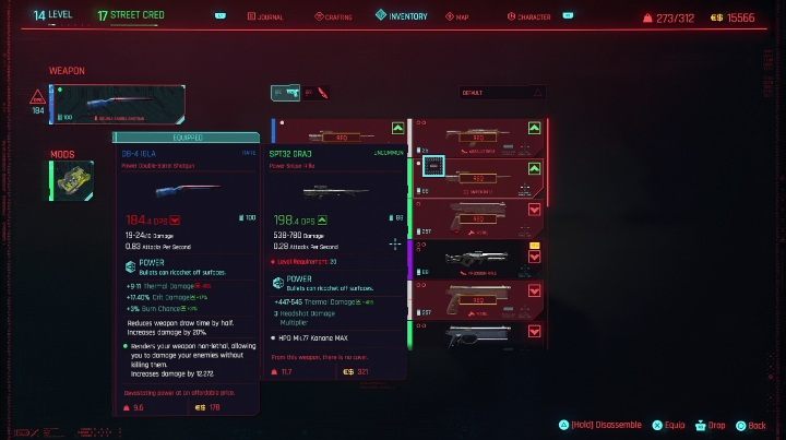 Każda broń oraz ubranie dostępne w grze posiada określoną jakość - Cyberpunk 2077: Walka - Cyberpunk 2077 - poradnik do gry