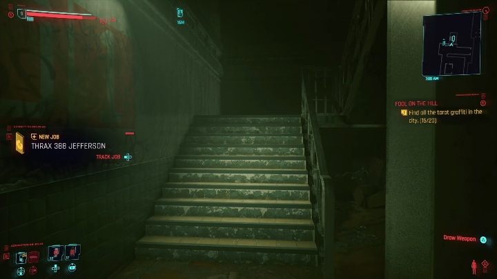 Aby dostać się do muralu wejdź do budynku, a następnie udaj się na najwyższe piętro - Cyberpunk 2077: Wszystkie Karty tarota - Cyberpunk 2077 - poradnik do gry