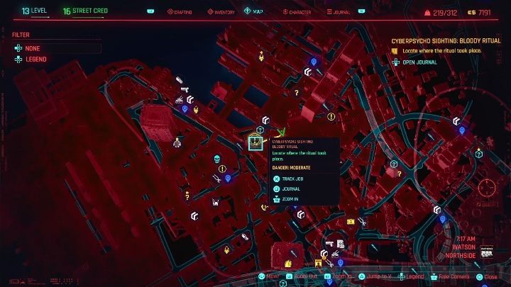 Hughes znajduje się na pustym placu, w środkowej części Watson, w dzielnicy Northside - Cyberpunk 2077: Krwawy rytuał - cyberpsychopata, solucja - Cyberpunk 2077 - poradnik do gry