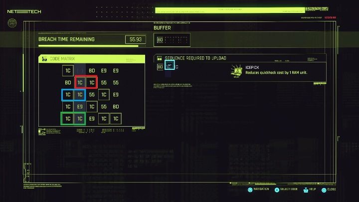 W drugiej kolumnie masz, aż trzy symbole 1C - Cyberpunk 2077: Naruszenia Protokołu, Hakowanie - porady - Cyberpunk 2077 - poradnik do gry
