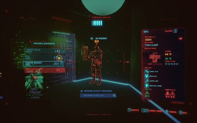 Bojowe hakowanie to lista czynności, które możesz wykonać na danym obiekcie/przeciwniku - Cyberpunk 2077: Naruszenia Protokołu, Hakowanie - porady - Cyberpunk 2077 - poradnik do gry