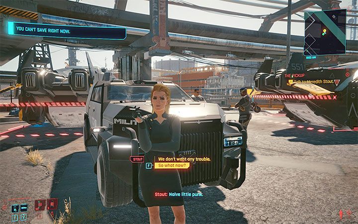 Podczas rozwiązywania questu Bilet wstępu musisz zachować się po myśli Militechu i dodatkowo zamordować Roycea zamiast rozwiązania konfliktu bez rozlewu krwi (tzn - Cyberpunk 2077: Meredith Stout - romans/seks - Cyberpunk 2077 - poradnik do gry