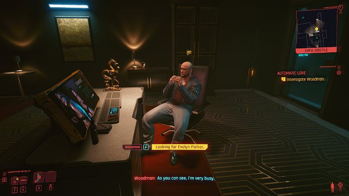 Rozmowa z Woodmanem ma wiele scenariuszy i może zakończyć się na dwa sposoby: pokojowo lub brutalnie - Cyberpunk 2077: Dom lalek/Automatic Love - solucja, opis przejścia - Cyberpunk 2077 - poradnik do gry