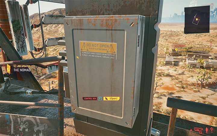 Wieża telekomu zlokalizowana jest w niewielkiej odległości od stacji benzynowej, przy której rozpocząłeś zmagania - Cyberpunk 2077: Zawsze wiatr w oczy - quest pochodzenia Nomada - solucja - Cyberpunk 2077 - poradnik do gry