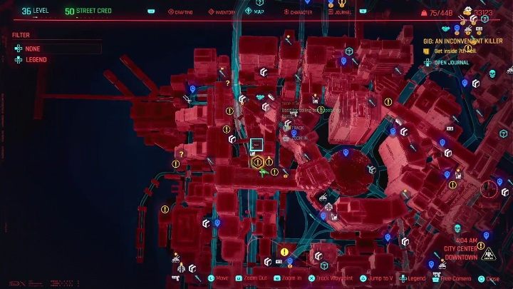 Lokalizacja: zachodnia część City Center, Śródmieście - Cyberpunk 2077: Neutralizacja, City Center - kontrakty, solucja, mapa - Cyberpunk 2077 - poradnik do gry