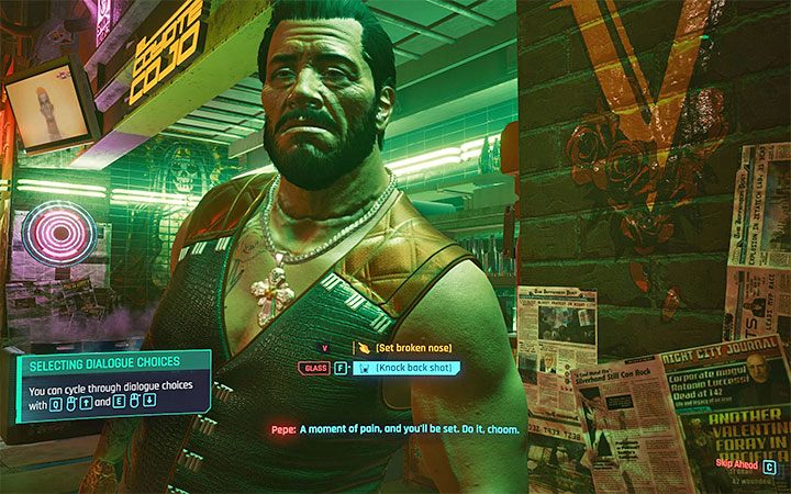 Rozpoczynasz grę w barze El Coyote Cojo w dzielnicy The Glen w Heywood stojąc przed lustrem - Cyberpunk 2077: Koledzy z sąsiedztwa - quest pochodzenia Punk - solucja - Cyberpunk 2077 - poradnik do gry