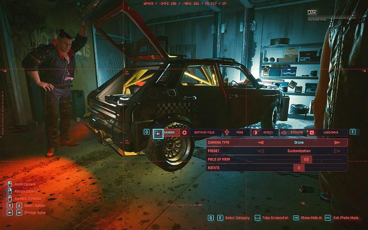 Wśród dostępnych opcji trybu fotograficznego można wyróżnić następujące modyfikacje - Cyberpunk 2077: Tryb fotograficzny/Photo Mode - Cyberpunk 2077 - poradnik do gry