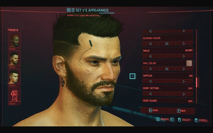 W trakcie wyboru wyglądu Twojej postaci możesz modyfikować następujące opcje - Cyberpunk 2077: Kreator postaci - Cyberpunk 2077 - poradnik do gry