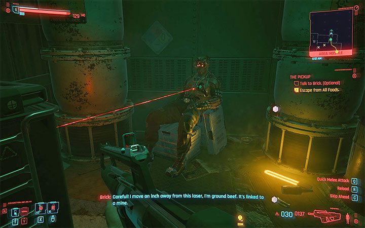 W Bricka wycelowana jest mina - pułapka laserowa - Cyberpunk 2077: Jak uwolnić Bricka? - Cyberpunk 2077 - poradnik do gry