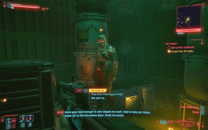 Jeśli zdołałeś otworzyć pomieszczenie i ocalić Bricka przed śmiercią to podziękuje ci za pomoc i będziesz mógł spotkać go w dalszej części gry - Cyberpunk 2077: Jak uwolnić Bricka? - Cyberpunk 2077 - poradnik do gry
