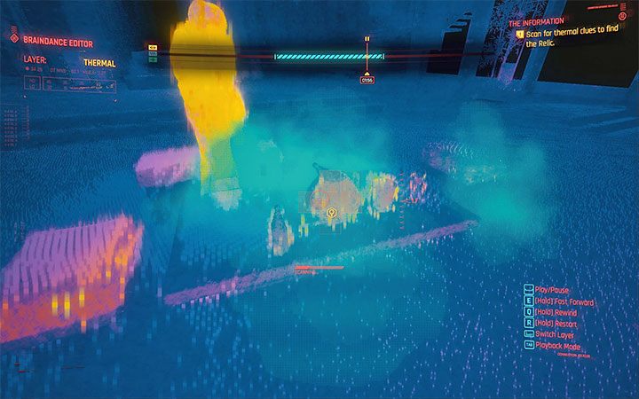 Kolejny opcjonalny ślad znajdziesz na warstwie termalnej w okolicach 1:56 - Cyberpunk 2077: Drugi braindans - gdzie jest Relikt? - Cyberpunk 2077 - poradnik do gry