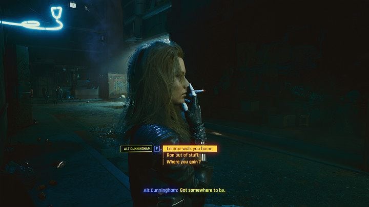 Po krótkim przerywniku filmowym będziesz mógł odbyć rozmowę z Alt - Cyberpunk 2077: Czynnik ludzki/Transmission - solucja, opis przejścia - Cyberpunk 2077 - poradnik do gry